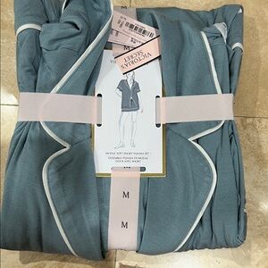 Victoria's Secret Blue Pajama Set with White Accents